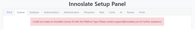 4.9 setup step 2 id platform error
