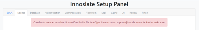 4.9 setup step 2 id platform error