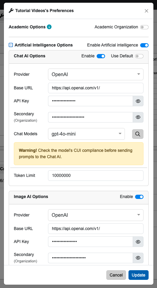 Organization API Key Configurations