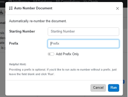 Auto Number Pop Up Docs View