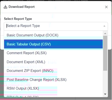 Basic Tabular Output CSV docs view