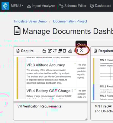 Close Docs Card Widget