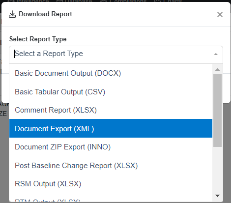 Document Export XML docs view