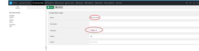 New Document Type Label Schema Editor