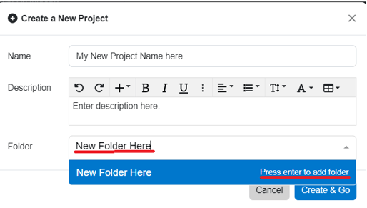 New Folder and New Project