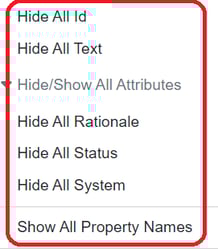 Requirements Diagram Hide Options