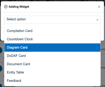 select widget project dashboard