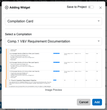 select compilation project dashboard