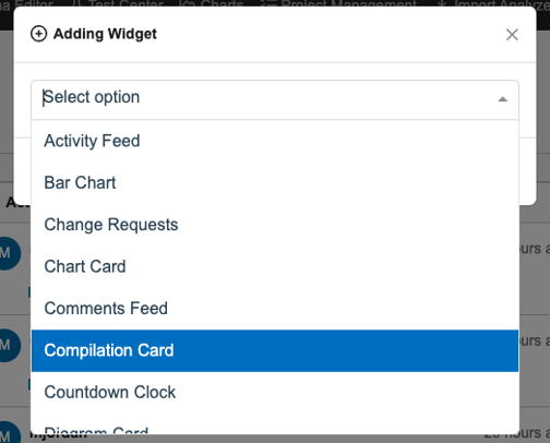 select widget project dashboard