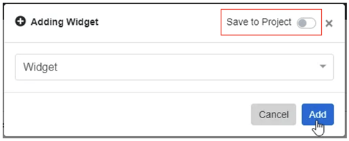 add to project option add widget window