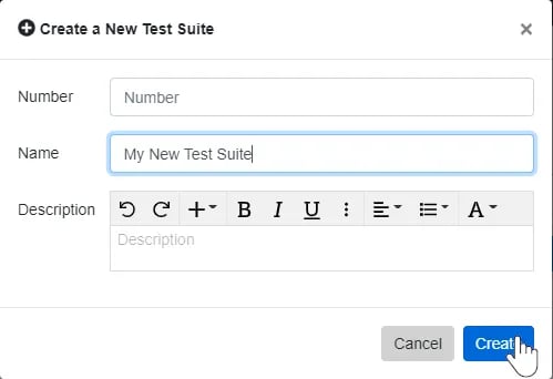 create test suite options test center