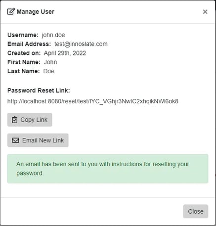 support dashboard manage user icon email confirmation