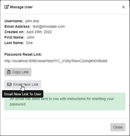 support dashboard manage user icon email activation