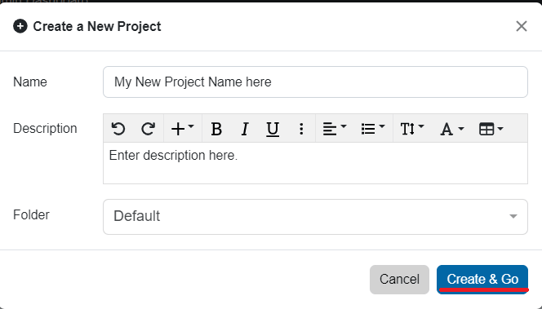 create project finish