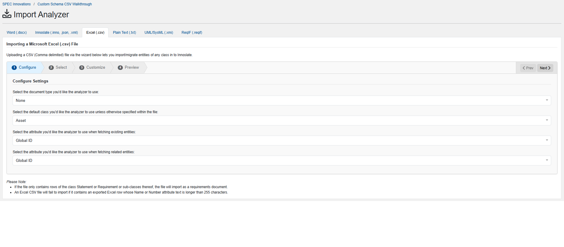 Mapping Schema to CSV for Import in Innoslate: A Walkthrough Guide
