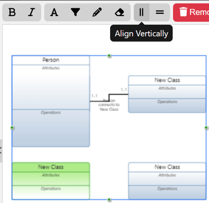 align vertically multiple entities class diagram  example