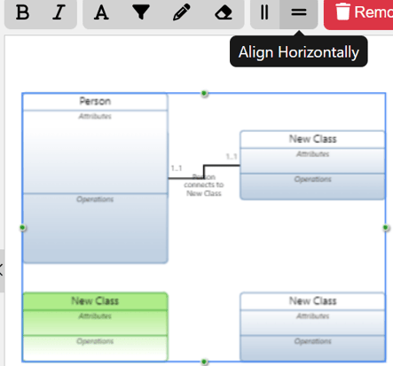 align horizontally multiple entities class diagram example