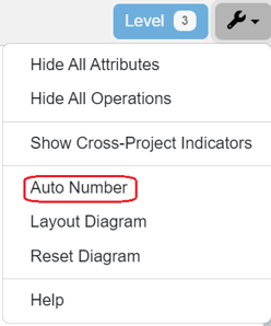 auto number settings class diagram