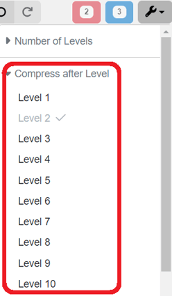 compress levels options settings menu hierarchy diagram