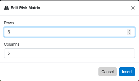 edit risk matrix window