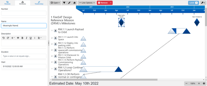 create milestone name timeline diagram