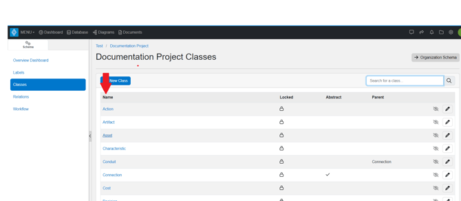 select class schema editor