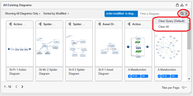 clear search aedw diag dashboard