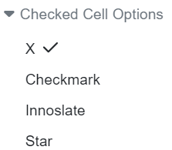 checked cells settings traceability matrix