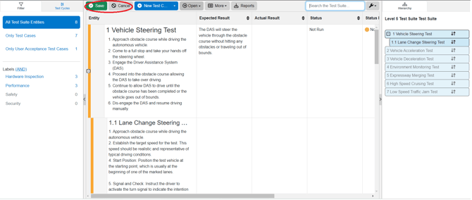 save changes test suite view