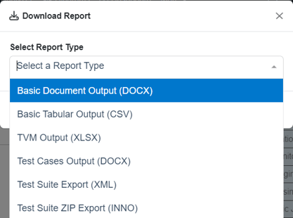 docx selected test suite view