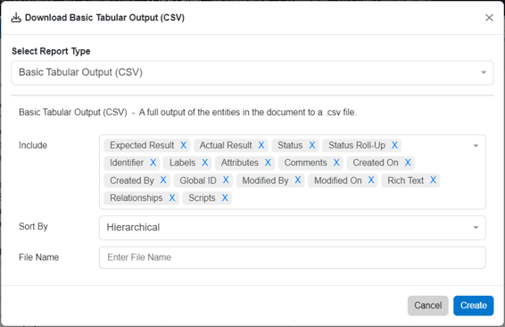 create csv report window test suite view