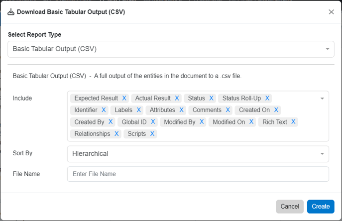create csv report window test suite view