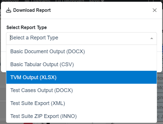 select tvm output test suite view