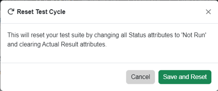 reset test cycle confirmation in test suite view