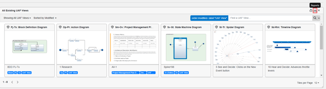 All Existing UAF Views Widget report option