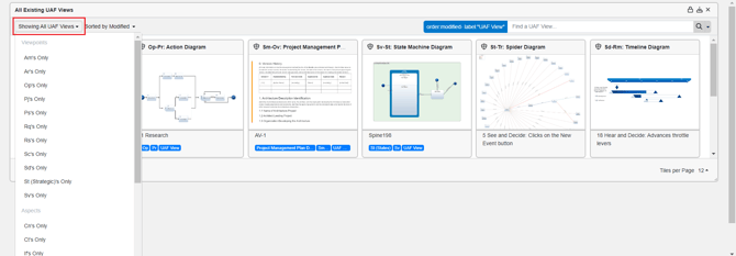 All Existing UAF Views Widget filter