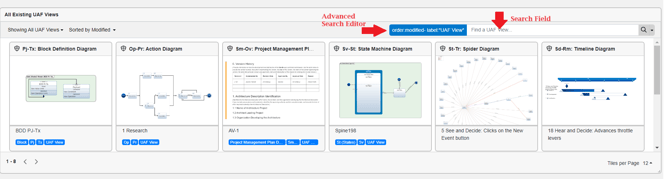 All Existing UAF Views Widget search