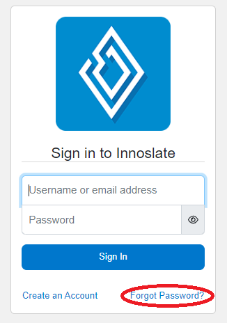 forget password link on sign in page innoslate