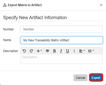 export matrix artifact