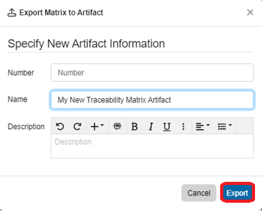 export matrix artifact