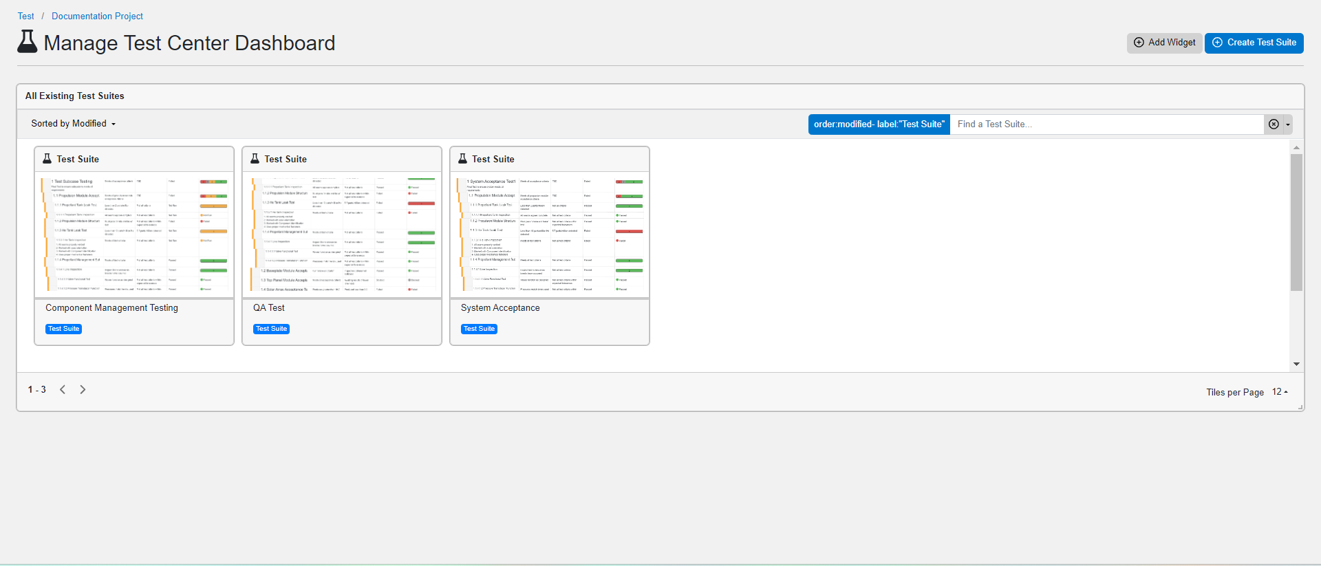 Test Center Dashboard Overview