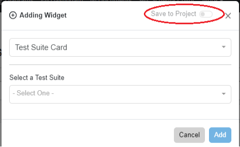 save widget to project option test center