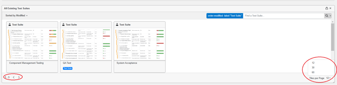 display options all existing test suite widget test center