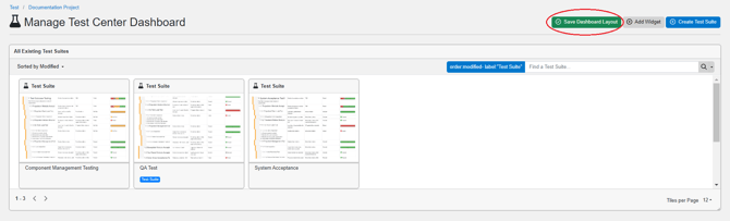 save dashboard layout test center