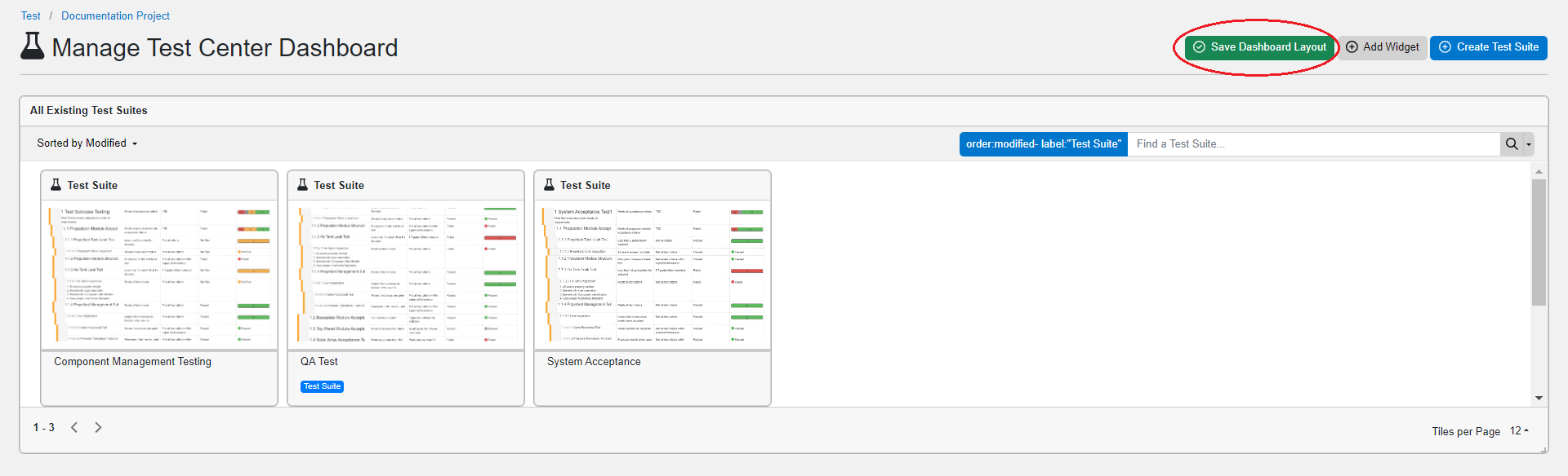 Test Center Dashboard Overview