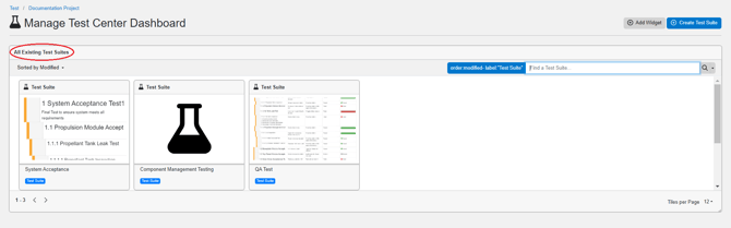 all existing test suite widget test center