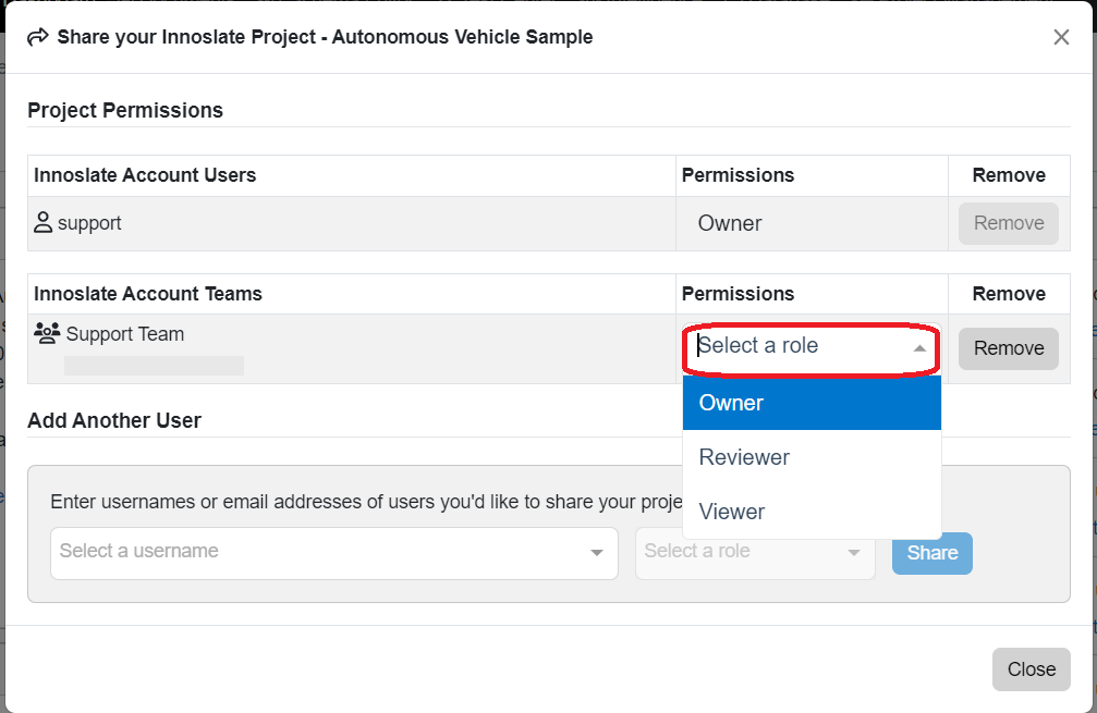 Sharing a Project & Roles
