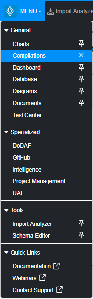 compilations option navigation menu