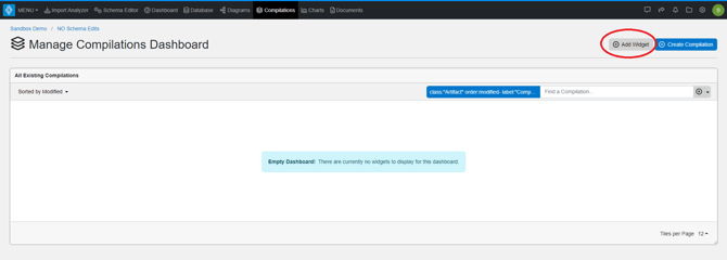 add widget button compilations dashboard