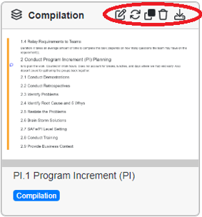 compilation card edit options